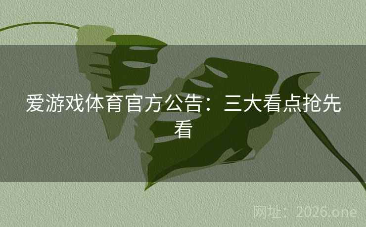 爱游戏体育官方公告：三大看点抢先看